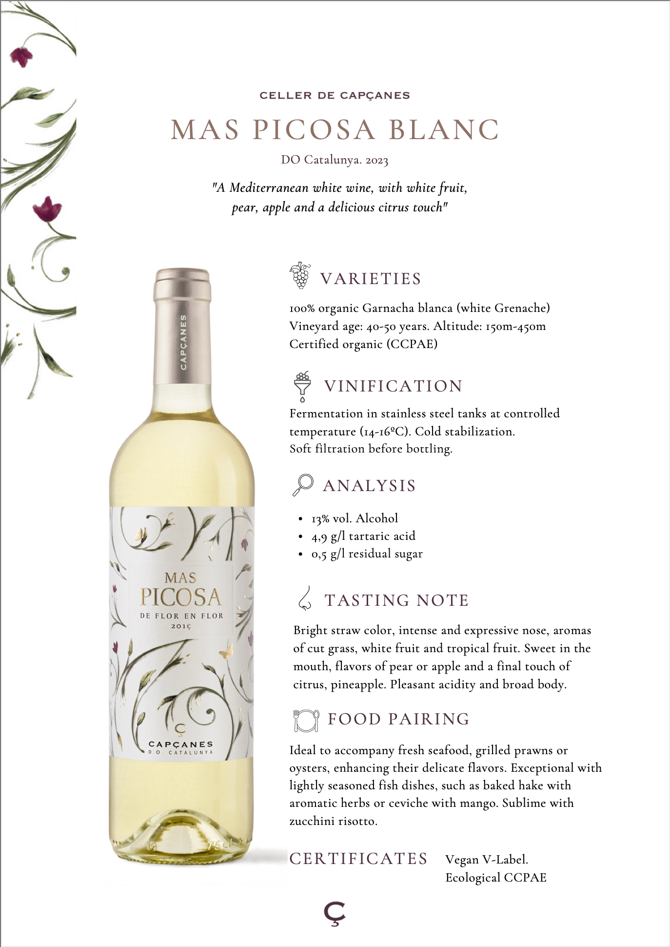 Mas Picosa Blanco De Flor en Flor 2024